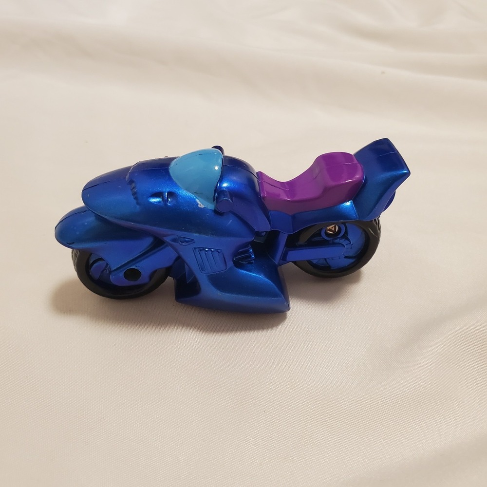 Wendys 1994 Cyber Cycles Motorcycle Metallic Shiny Blue Bike Toy Vintage